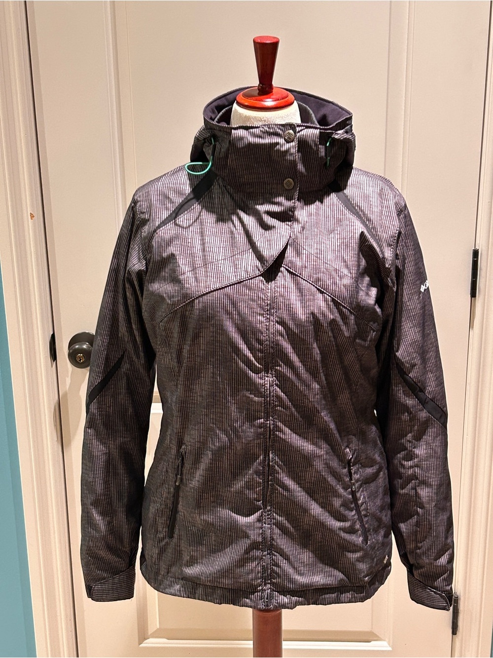 Columbia Women's Dark Gray Pinstripe Ski Jacket with Hood